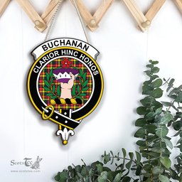 ScotsTee Shop Scottish Buchanan Modern Clan Scottish Crest Tartan Wooden Hanging Wall Art Sign