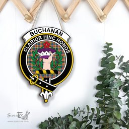ScotsTee Shop Scottish Buchanan Ancient Clan Scottish Crest Tartan Wooden Hanging Wall Art Sign