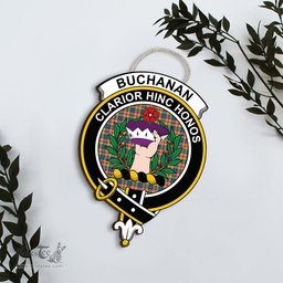 ScotsTee Shop Scottish Buchanan Ancient Clan Scottish Crest Tartan Wooden Hanging Wall Art Sign