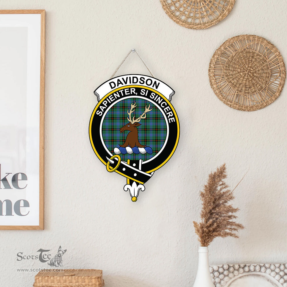 ScotsTee Shop Scottish Davidson Ancient Clan Scottish Crest Tartan Wooden Hanging Wall Art Sign