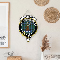 ScotsTee Shop Scottish Davidson Ancient Clan Scottish Crest Tartan Wooden Hanging Wall Art Sign