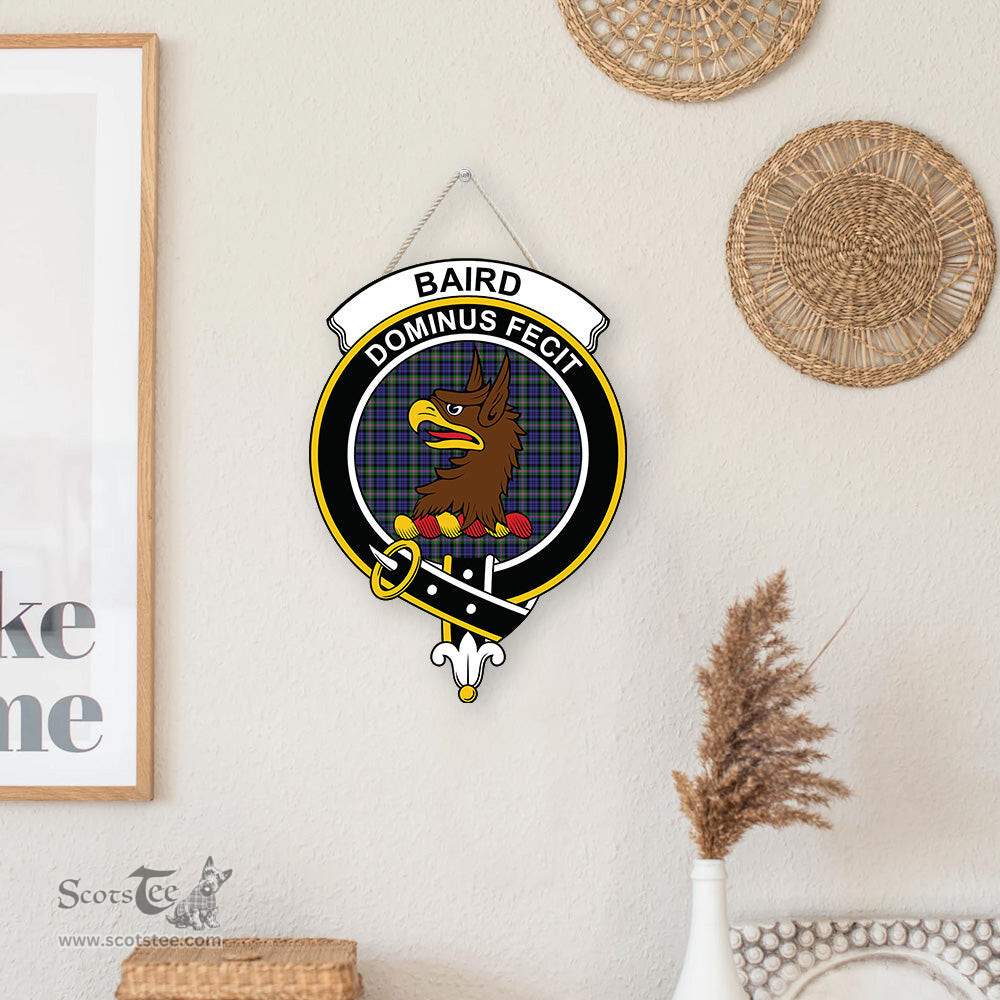 ScotsTee Shop Scottish Baird Modern Clan Scottish Crest Tartan Wooden Hanging Wall Art Sign