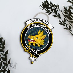 ScotsTee Shop Scottish Campbell Argyll Ancient Clan Scottish Crest Tartan Wooden Hanging Wall Art Sign