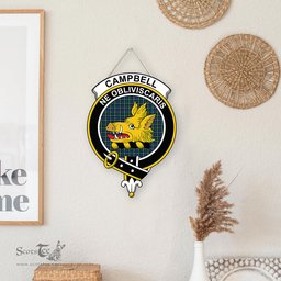 ScotsTee Shop Scottish Campbell Argyll Ancient Clan Scottish Crest Tartan Wooden Hanging Wall Art Sign