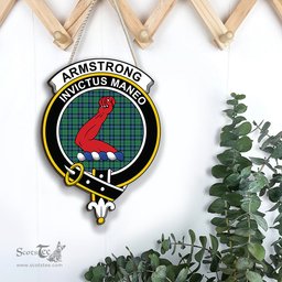 ScotsTee Shop Scottish Armstrong Ancient Clan Scottish Crest Tartan Wooden Hanging Wall Art Sign