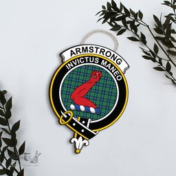 ScotsTee Shop Scottish Armstrong Ancient Clan Scottish Crest Tartan Wooden Hanging Wall Art Sign