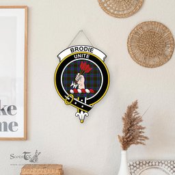 ScotsTee Shop Scottish Brodie Hunting Modern Clan Scottish Crest Tartan Wooden Hanging Wall Art Sign