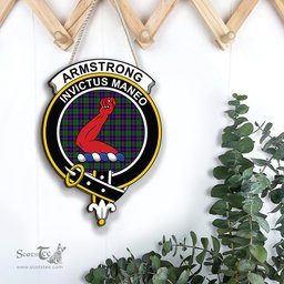 ScotsTee Shop Scottish Armstrong Modern Clan Scottish Crest Tartan Wooden Hanging Wall Art Sign
