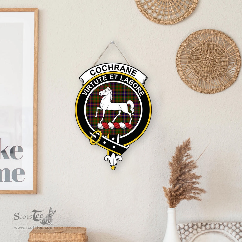 ScotsTee Shop Scottish Cochrane Modern Clan Scottish Crest Tartan Wooden Hanging Wall Art Sign