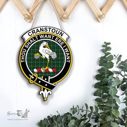 ScotsTee Shop Scottish Cranstoun Clan Scottish Crest Tartan Wooden Hanging Wall Art Sign
