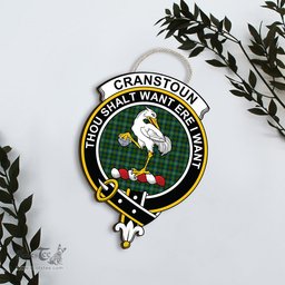 ScotsTee Shop Scottish Cranstoun Clan Scottish Crest Tartan Wooden Hanging Wall Art Sign