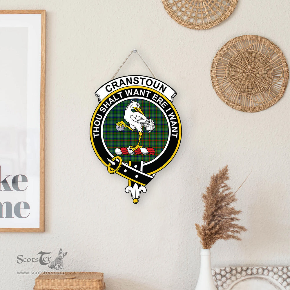 ScotsTee Shop Scottish Cranstoun Clan Scottish Crest Tartan Wooden Hanging Wall Art Sign