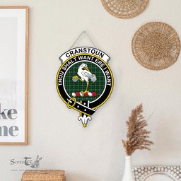 ScotsTee Shop Scottish Cranstoun Clan Scottish Crest Tartan Wooden Hanging Wall Art Sign