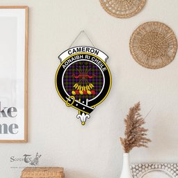 ScotsTee Shop Scottish Cameron of Erracht Modern Clan Scottish Crest Tartan Wooden Hanging Wall Art Sign