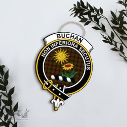 ScotsTee Shop Scottish Buchan Modern Clan Scottish Crest Tartan Wooden Hanging Wall Art Sign