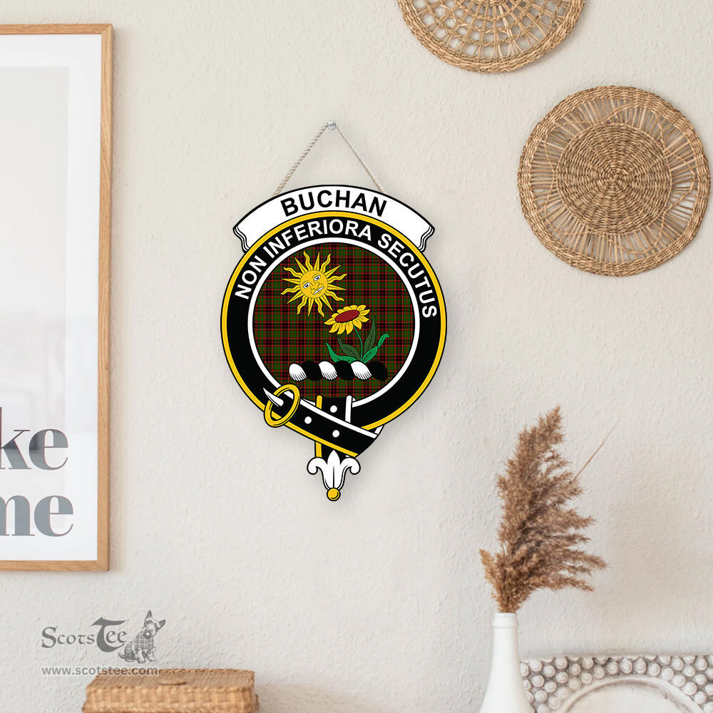 ScotsTee Shop Scottish Buchan Modern Clan Scottish Crest Tartan Wooden Hanging Wall Art Sign