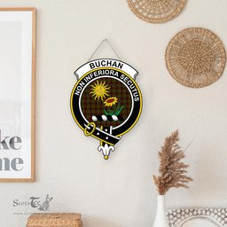 ScotsTee Shop Scottish Buchan Modern Clan Scottish Crest Tartan Wooden Hanging Wall Art Sign