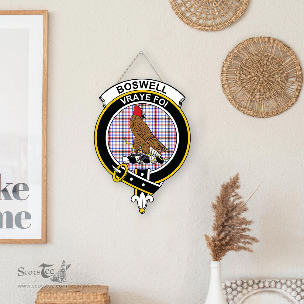 ScotsTee Shop Scottish Boswell Modern Clan Scottish Crest Tartan Wooden Hanging Wall Art Sign