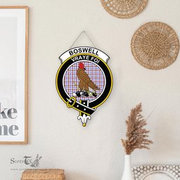 ScotsTee Shop Scottish Boswell Modern Clan Scottish Crest Tartan Wooden Hanging Wall Art Sign