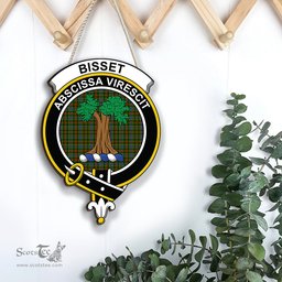 ScotsTee Shop Scottish Bisset Clan Scottish Crest Tartan Wooden Hanging Wall Art Sign