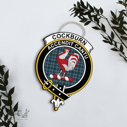 ScotsTee Shop Scottish Cockburn Modern Clan Scottish Crest Tartan Wooden Hanging Wall Art Sign