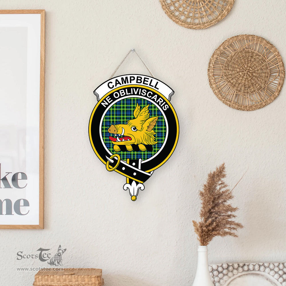 ScotsTee Shop Scottish Campbell of Breadalbane Ancient Clan Scottish Crest Tartan Wooden Hanging Wall Art Sign