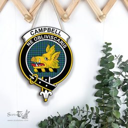 ScotsTee Shop Scottish Campbell of Cawdor Ancient Clan Scottish Crest Tartan Wooden Hanging Wall Art Sign