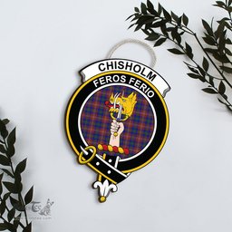 ScotsTee Shop Scottish Chisholm Hunting Modern Clan Scottish Crest Tartan Wooden Hanging Wall Art Sign