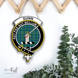 ScotsTee Shop Scottish Gunn Ancient Clan Scottish Crest Tartan Wooden Hanging Wall Art Sign