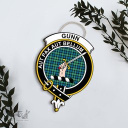 ScotsTee Shop Scottish Gunn Ancient Clan Scottish Crest Tartan Wooden Hanging Wall Art Sign