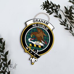 ScotsTee Shop Scottish Graham of Menteith Ancient Clan Scottish Crest Tartan Wooden Hanging Wall Art Sign