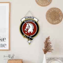 ScotsTee Shop Scottish Dunbar Modern Clan Scottish Crest Tartan Wooden Hanging Wall Art Sign
