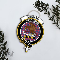 ScotsTee Shop Scottish Graham of Menteith Red Clan Scottish Crest Tartan Wooden Hanging Wall Art Sign