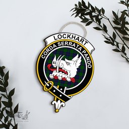 ScotsTee Shop Scottish Lockhart Modern Clan Scottish Crest Tartan Wooden Hanging Wall Art Sign