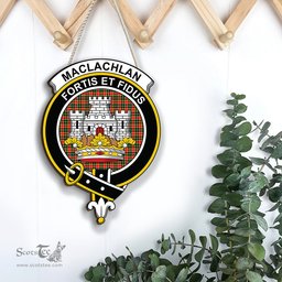 ScotsTee Shop Scottish MacLachlan Hunting Modern Clan Scottish Crest Tartan Wooden Hanging Wall Art Sign