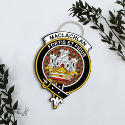 ScotsTee Shop Scottish MacLachlan Hunting Modern Clan Scottish Crest Tartan Wooden Hanging Wall Art Sign