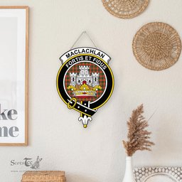 ScotsTee Shop Scottish MacLachlan Hunting Modern Clan Scottish Crest Tartan Wooden Hanging Wall Art Sign