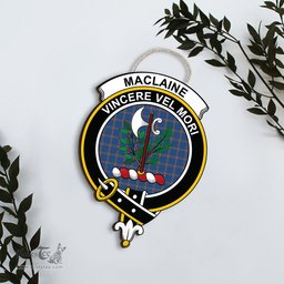 ScotsTee Shop Scottish MacLaine of Loch Buie Hunting Ancient Clan Scottish Crest Tartan Wooden Hanging Wall Art Sign