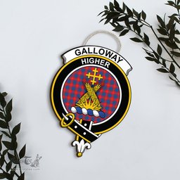 ScotsTee Shop Scottish Galloway Red Clan Scottish Crest Tartan Wooden Hanging Wall Art Sign