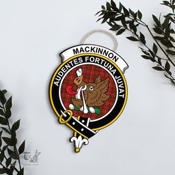 ScotsTee Shop Scottish MacKinnon Modern Clan Scottish Crest Tartan Wooden Hanging Wall Art Sign