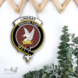 ScotsTee Shop Scottish Lindsay Weathered Clan Scottish Crest Tartan Wooden Hanging Wall Art Sign
