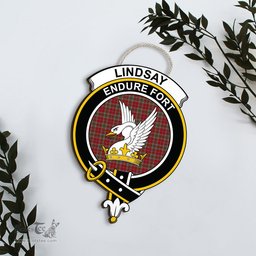 ScotsTee Shop Scottish Lindsay Weathered Clan Scottish Crest Tartan Wooden Hanging Wall Art Sign