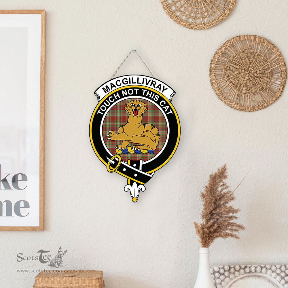 ScotsTee Shop Scottish MacGillivray Hunting Ancient Clan Scottish Crest Tartan Wooden Hanging Wall Art Sign