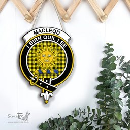 ScotsTee Shop Scottish MacLeod of Lewis Modern Clan Scottish Crest Tartan Wooden Hanging Wall Art Sign