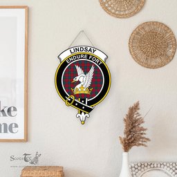 ScotsTee Shop Scottish Lindsay Modern Clan Scottish Crest Tartan Wooden Hanging Wall Art Sign