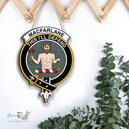 ScotsTee Shop Scottish MacFarlane Hunting Ancient Clan Scottish Crest Tartan Wooden Hanging Wall Art Sign