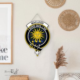 ScotsTee Shop Scottish MacLeod of Harris Modern Clan Scottish Crest Tartan Wooden Hanging Wall Art Sign