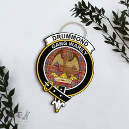 ScotsTee Shop Scottish Drummond of Strathallan Clan Scottish Crest Tartan Wooden Hanging Wall Art Sign