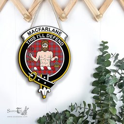 ScotsTee Shop Scottish MacFarlane Modern Clan Scottish Crest Tartan Wooden Hanging Wall Art Sign