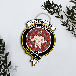 ScotsTee Shop Scottish MacFarlane Modern Clan Scottish Crest Tartan Wooden Hanging Wall Art Sign